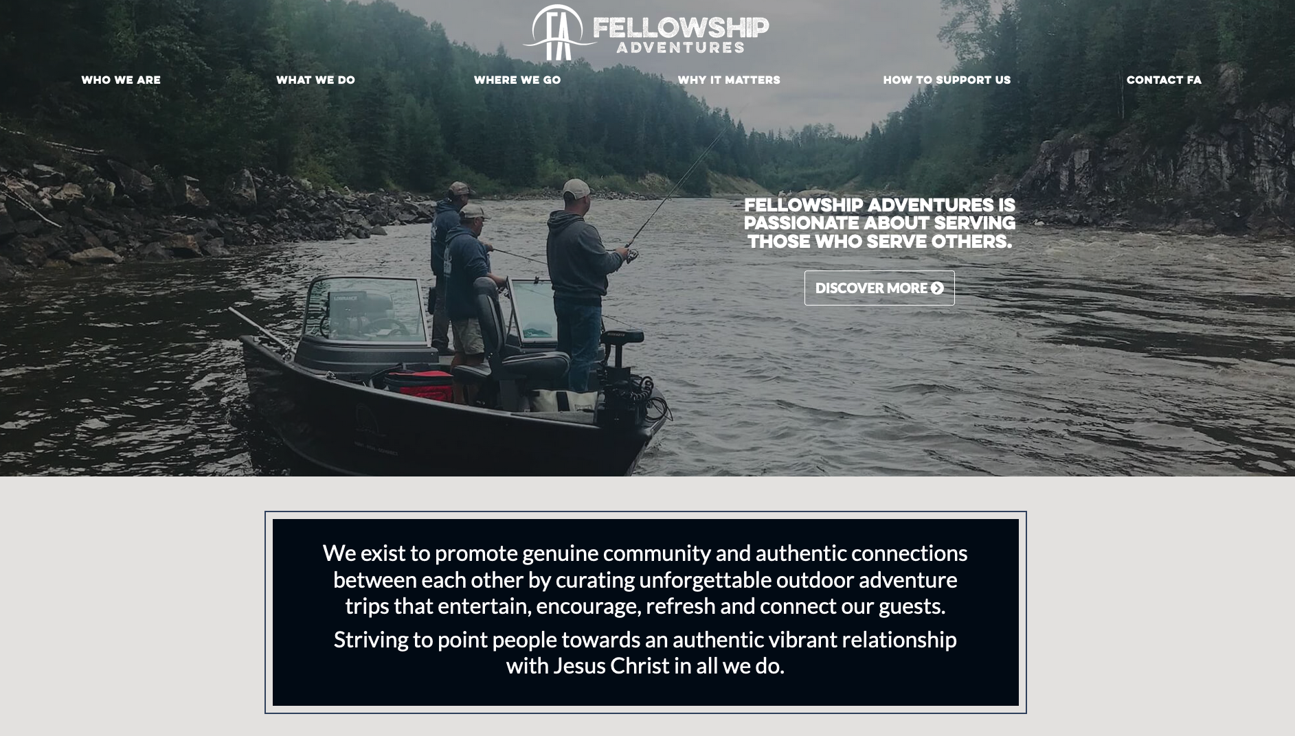 Site Design for Fellowship Adventures portfolio image